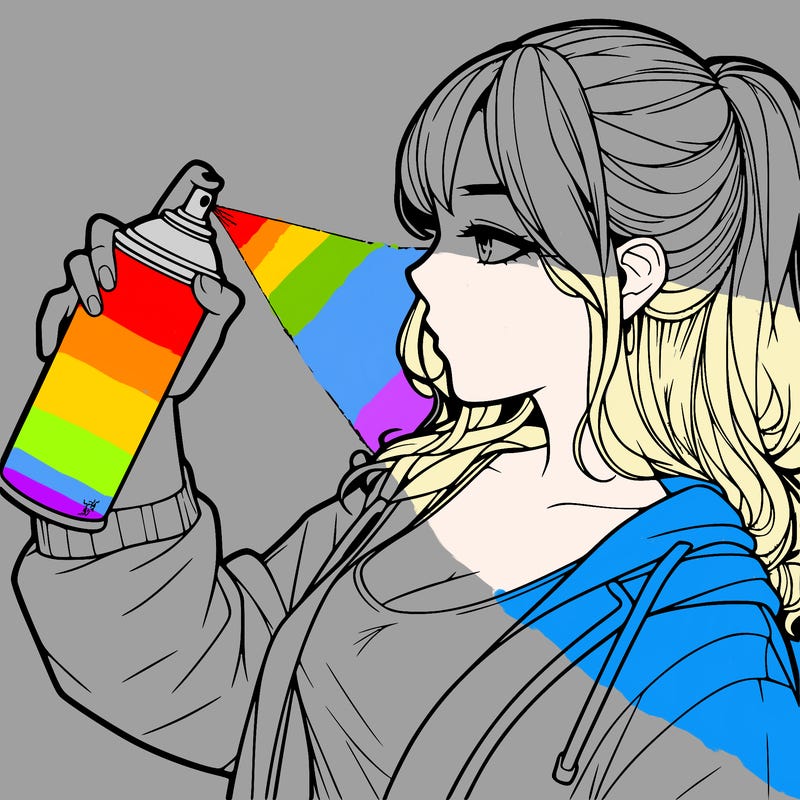 a realistic girl spray, painting