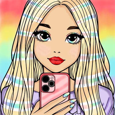 realistic girl with a phone