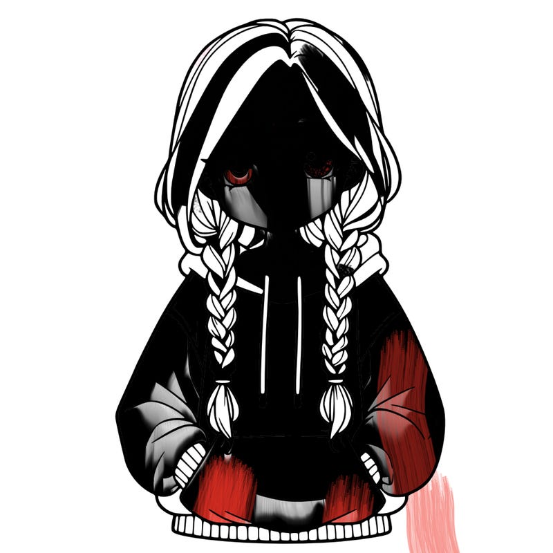 a realistic girl with a oversized hoodie and she has braids