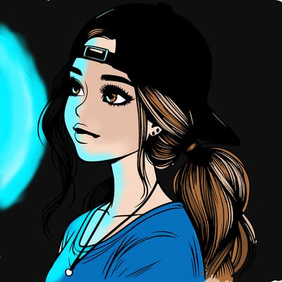 realistic girl with a backwards hat