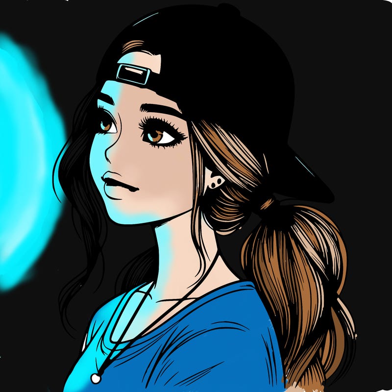realistic girl with a backwards hat