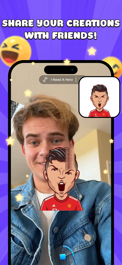 Funny Face Mashup Challenge - Hombre joven creando y compartiendo un desafío de video de mezcla de caras divertida