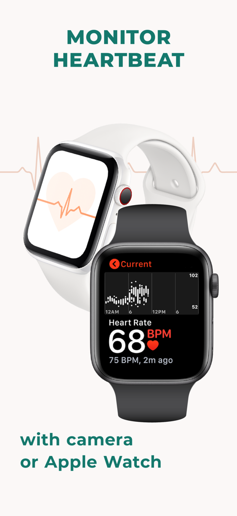 Pulsebit app interface on Apple Watch displaying heart rate measurement in BPM