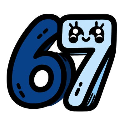 the numbers 67