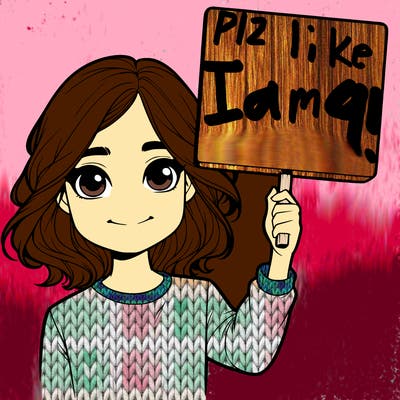 realistic girl holding up a sign