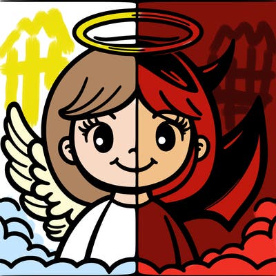 angel and devil face