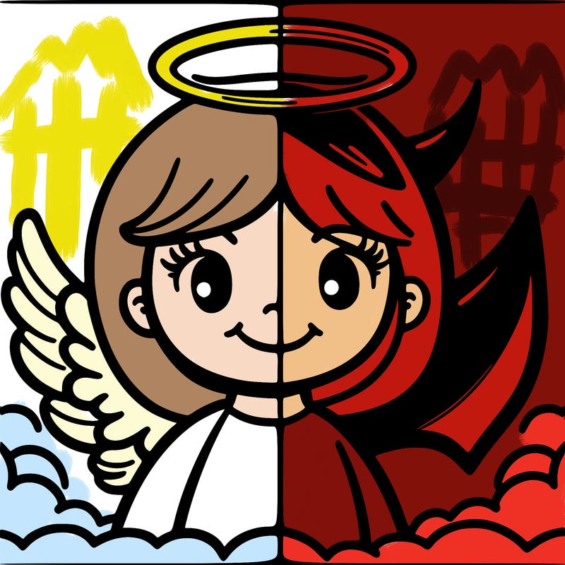 angel and devil face
