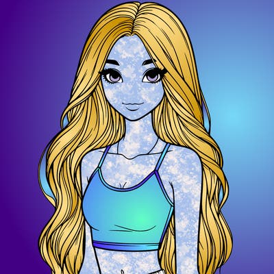 realistic girl with long hair with a crop top