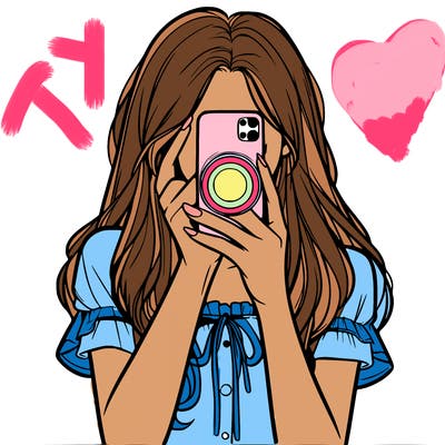 a realistic girl holding her phone taking pictures