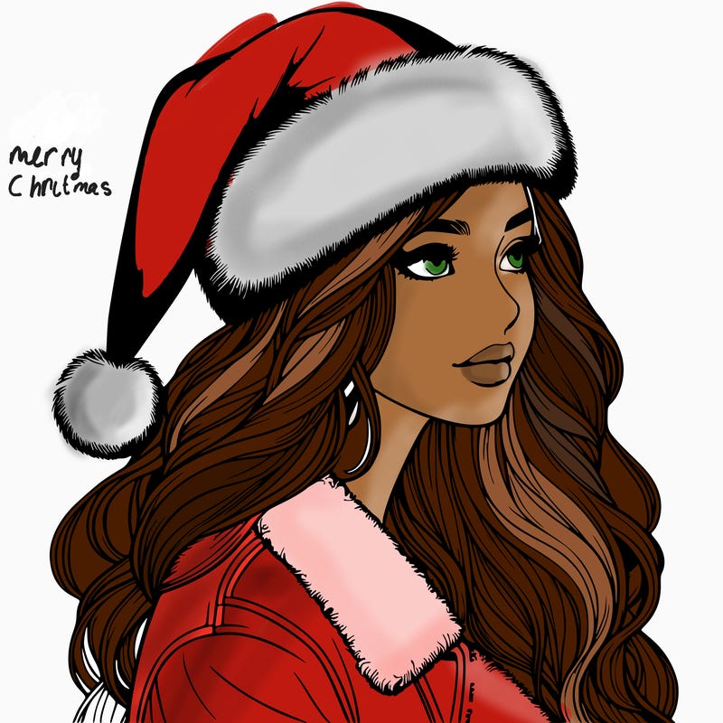 realistic girl in santa hat