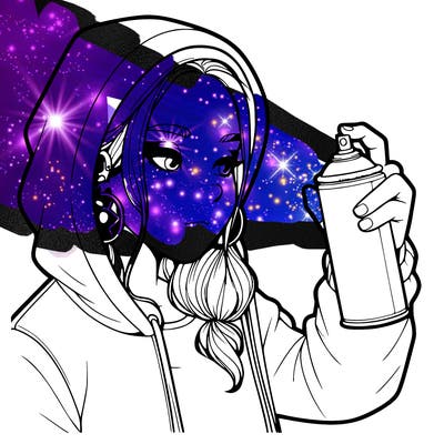 a realistic girl, spray painting