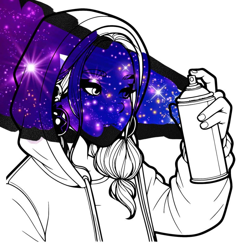 a realistic girl, spray painting