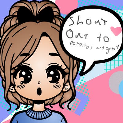 a girl with a word bubble by her mouth