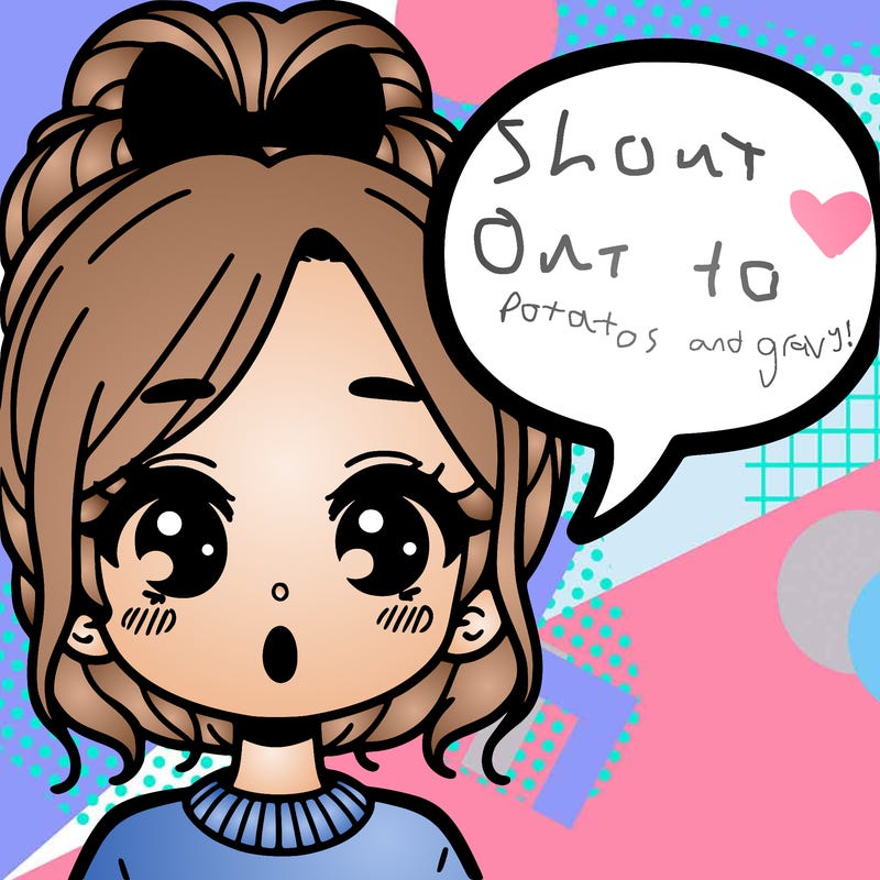 a girl with a word bubble by her mouth