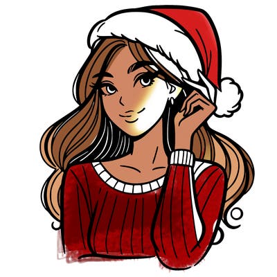 woman with santa hat