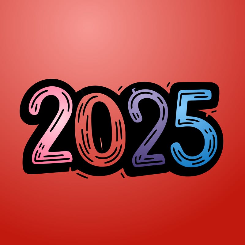 one line scrawled numbers sketch design “2025”