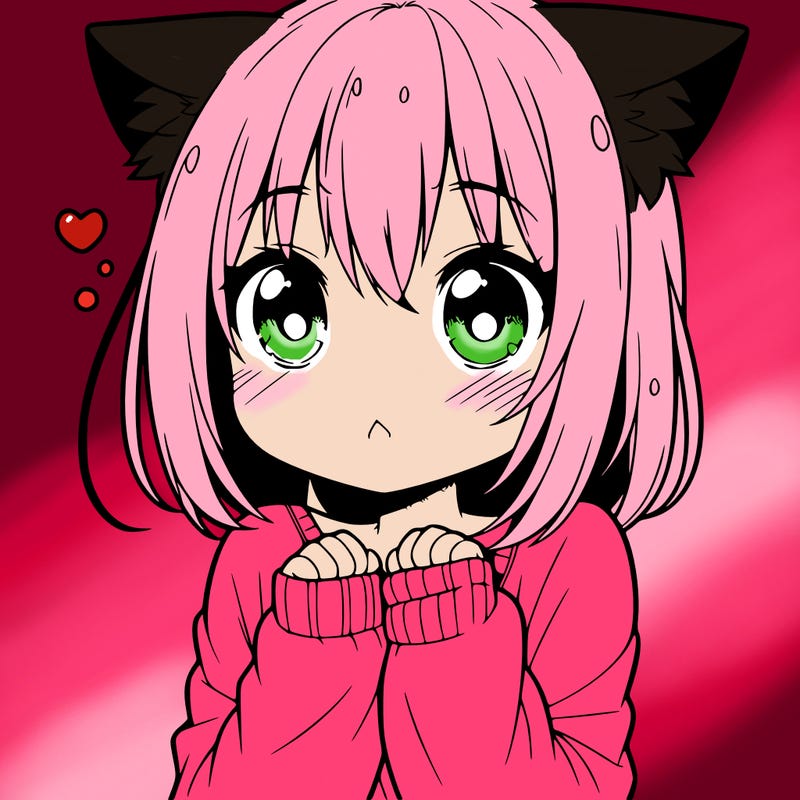 shy anime catgirl