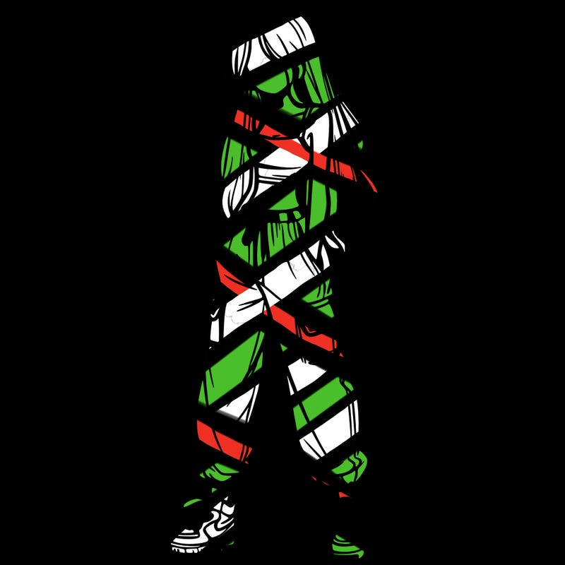 girl in baggy pants crop top and long hair