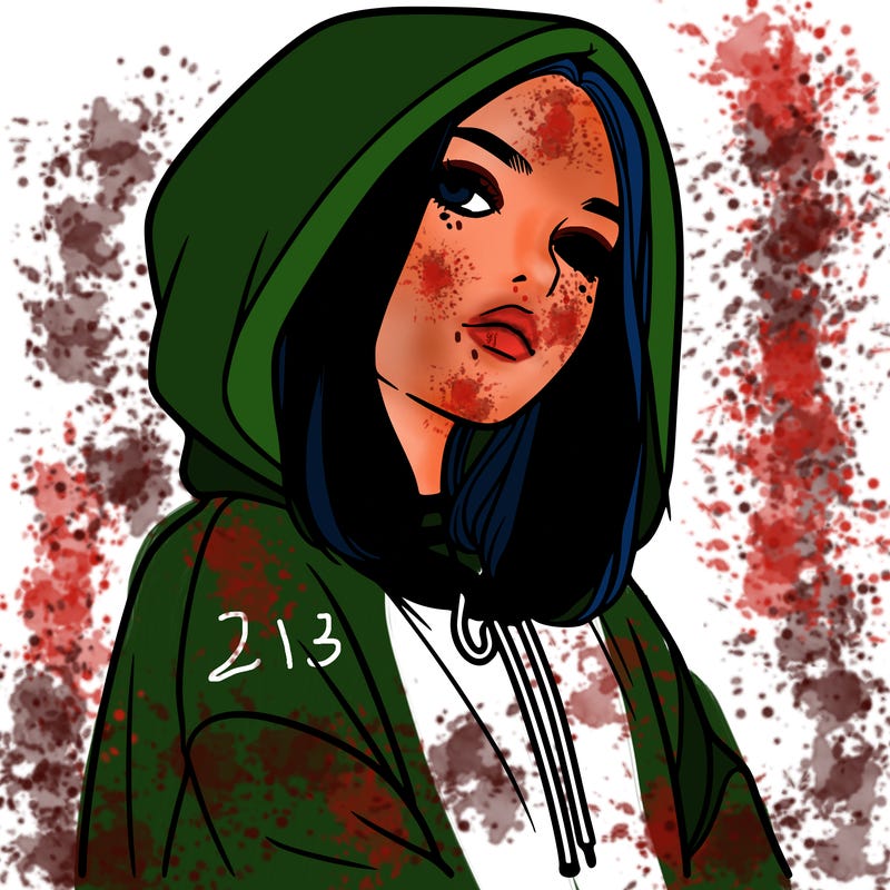 a realistic girl in a hoodie