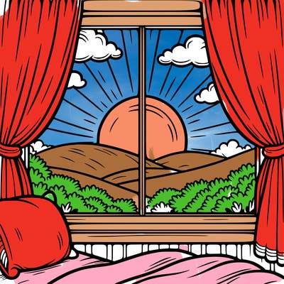 sunrise out a window