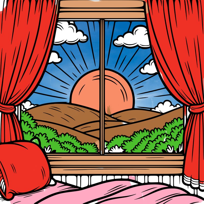 sunrise out a window