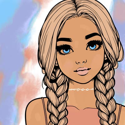 realistic girl with braids