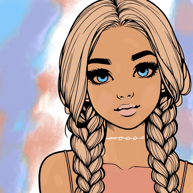 realistic girl with braids