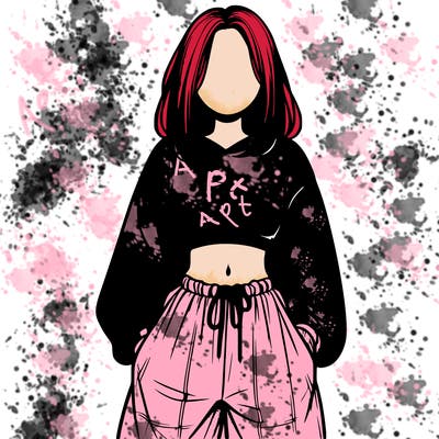 realistic girl faceless with baggy pants and a crop top