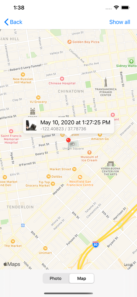 Photo and Video Safe - Map view showing the exact GPS location and time of a caught intruder attempt