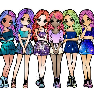 a group of girls realistic