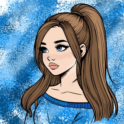 realistic girl with a high ponytail