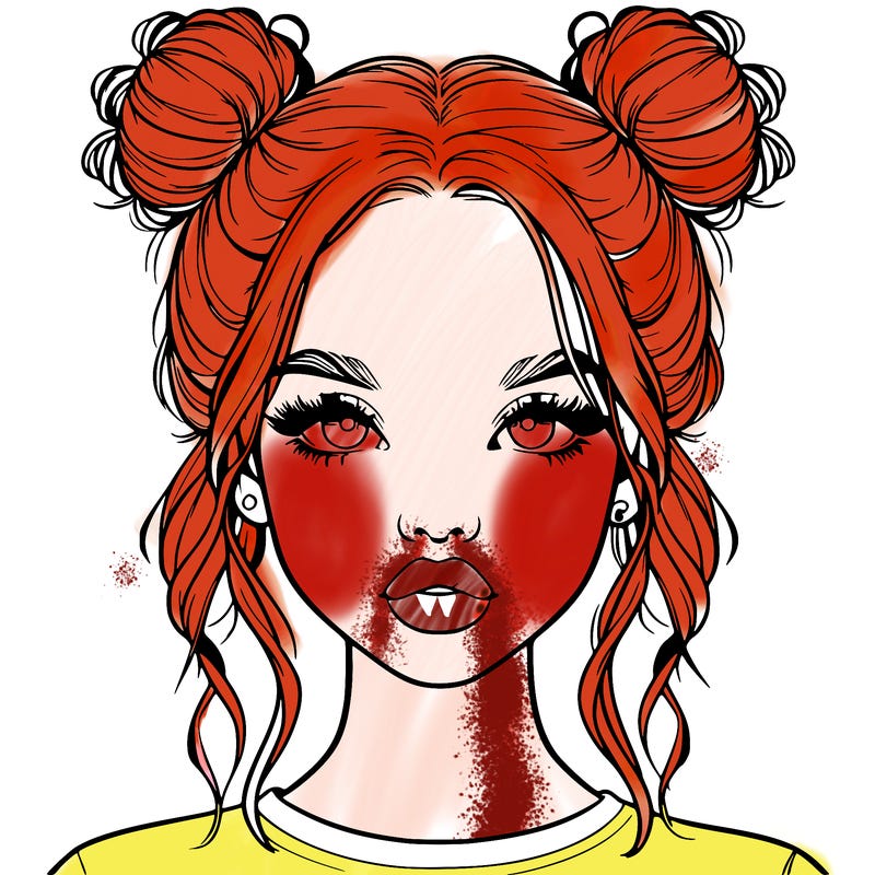 realistic girl with two buns in hair and lips