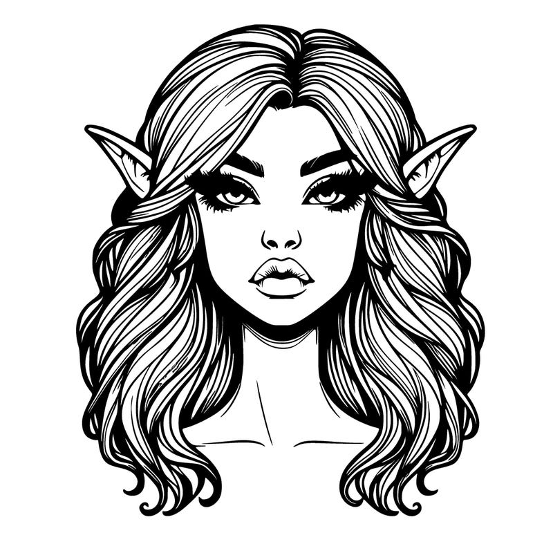 realistic beautiful scary female fae hair lips nose eyes