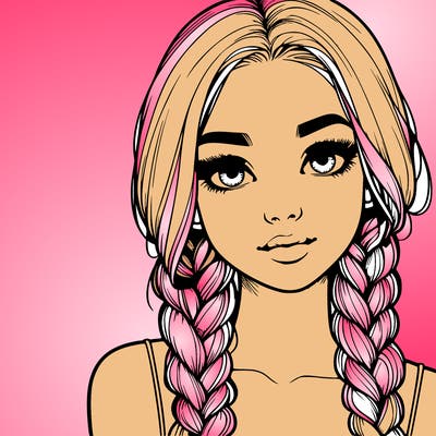 realistic girl with braids