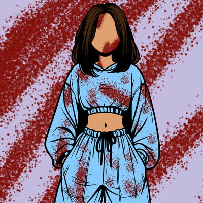 realistic girl faceless with baggy pants and a crop top