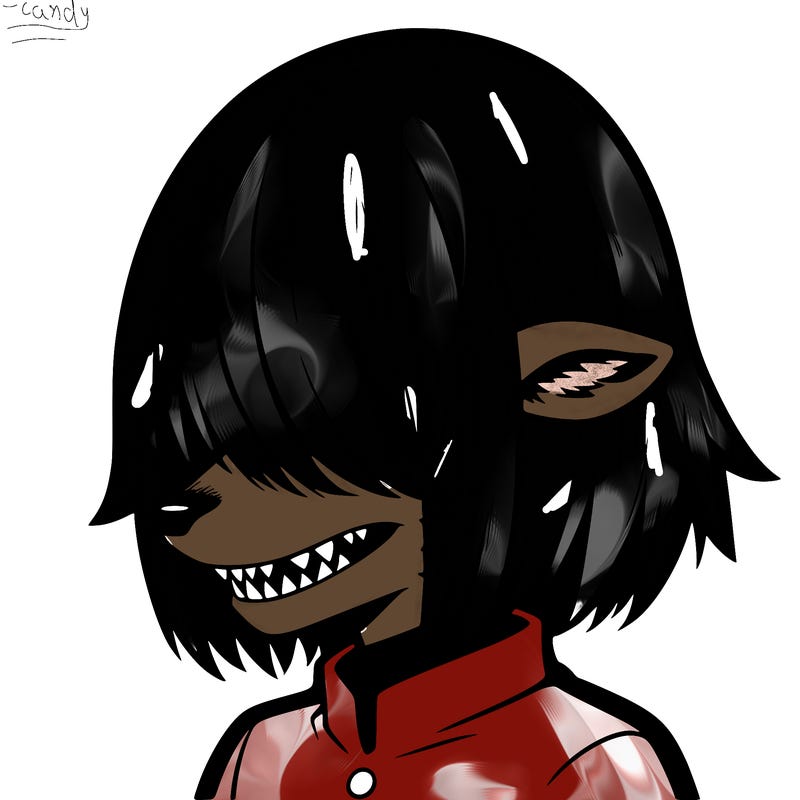 sharp teeth deer man with bob haircut