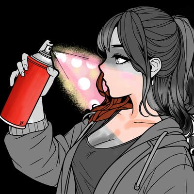 a realistic girl spray, painting