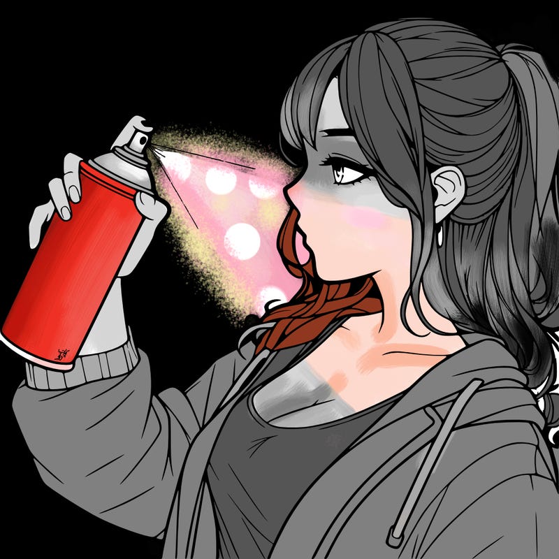 a realistic girl spray, painting