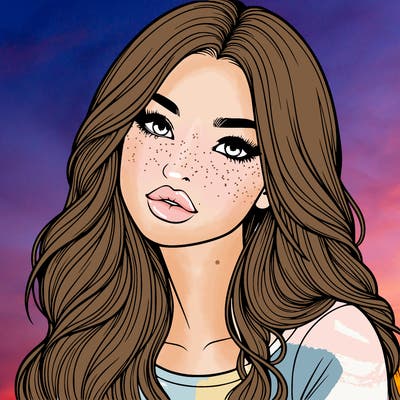 realistic girl with hair on her hair and lips