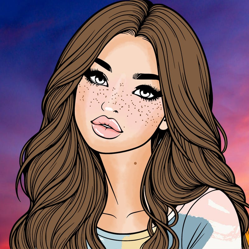 realistic girl with hair on her hair and lips