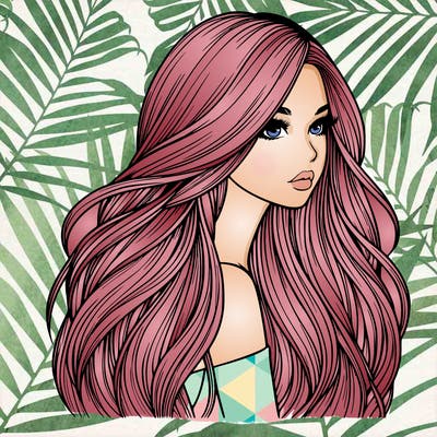 realistic girl with long realistic hair