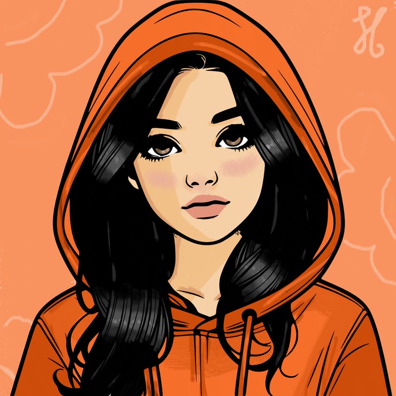 realistic girl with a hoodie