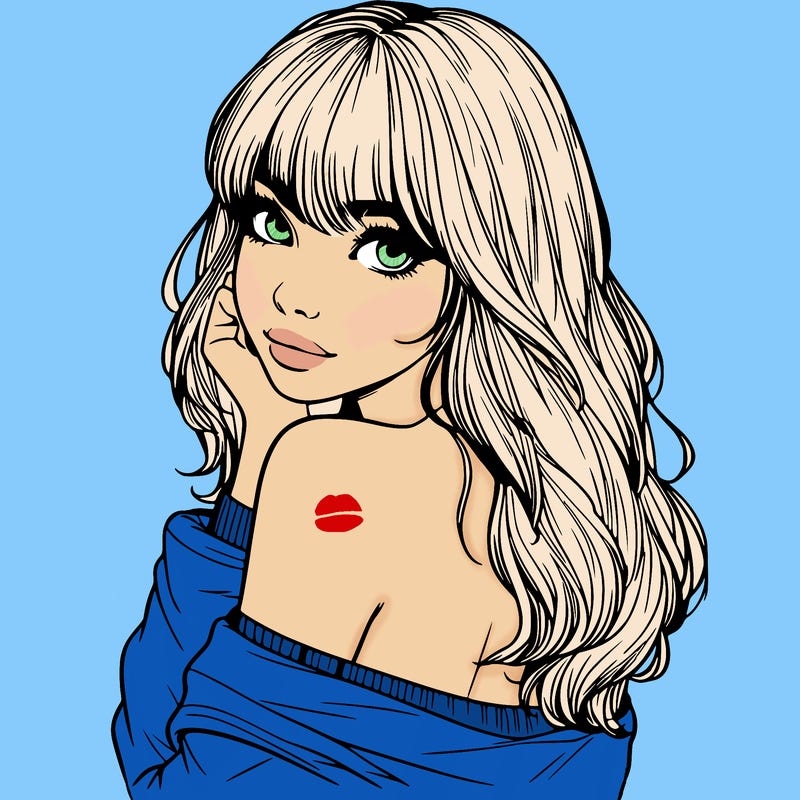 realistic girl with bangs looking over her shoulder