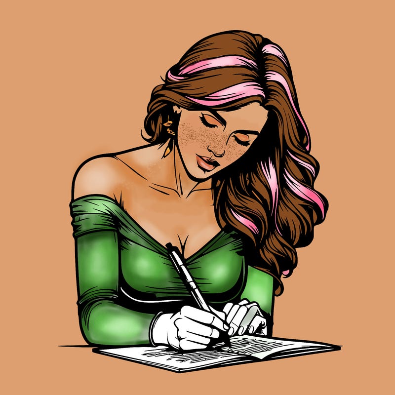 realistic female writing poetry