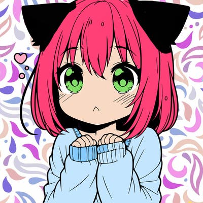shy anime catgirl