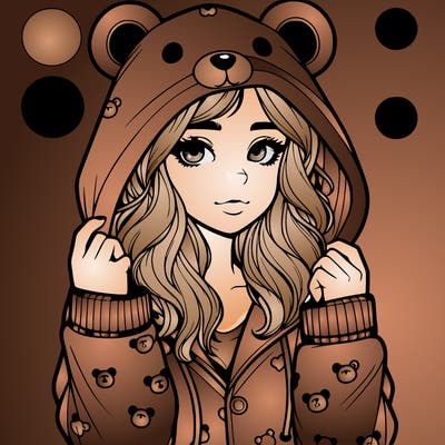 realistic girl in a animal pjs hoodie