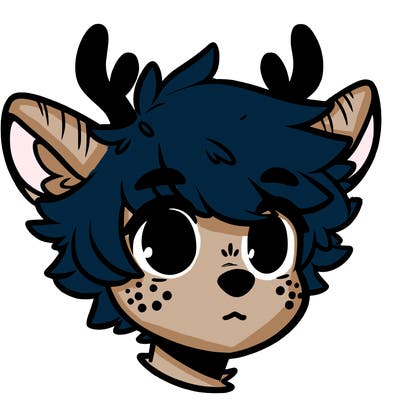 a humanoid deer with soft fluffy ears