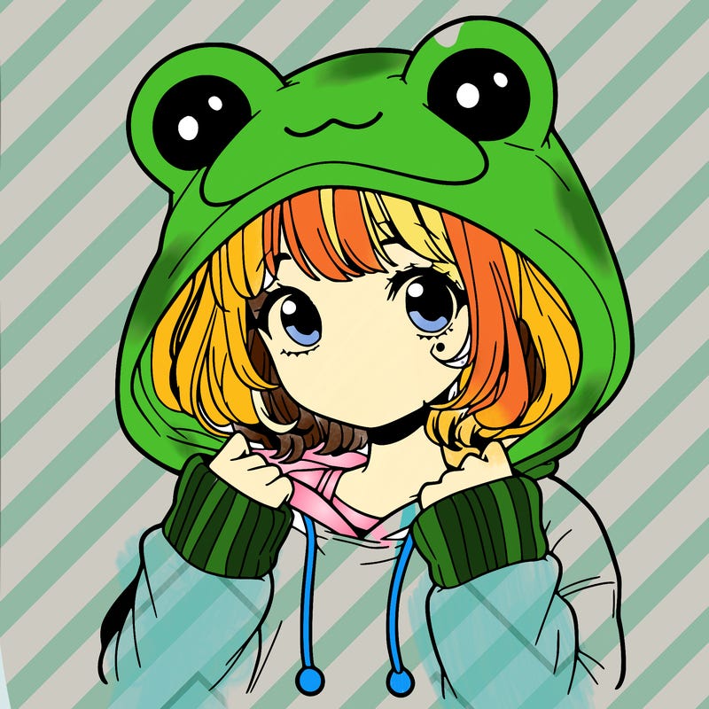 a cute teenage girl wearing a frog hoodie
