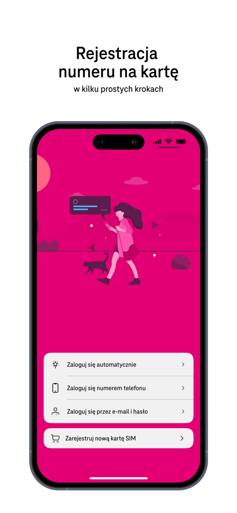 Moj T-Mobile mobile app login and SIM registration screen