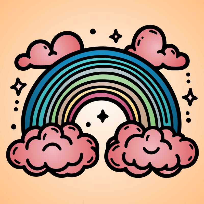 a rainbow with clouds